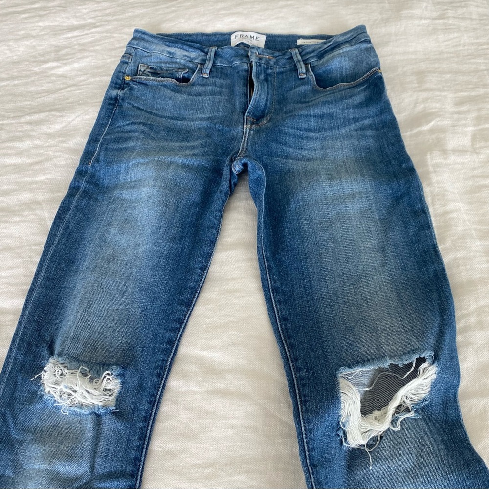 Frame Designer Jean Le Crop Mini Boot Size 26 Rip… - image 6